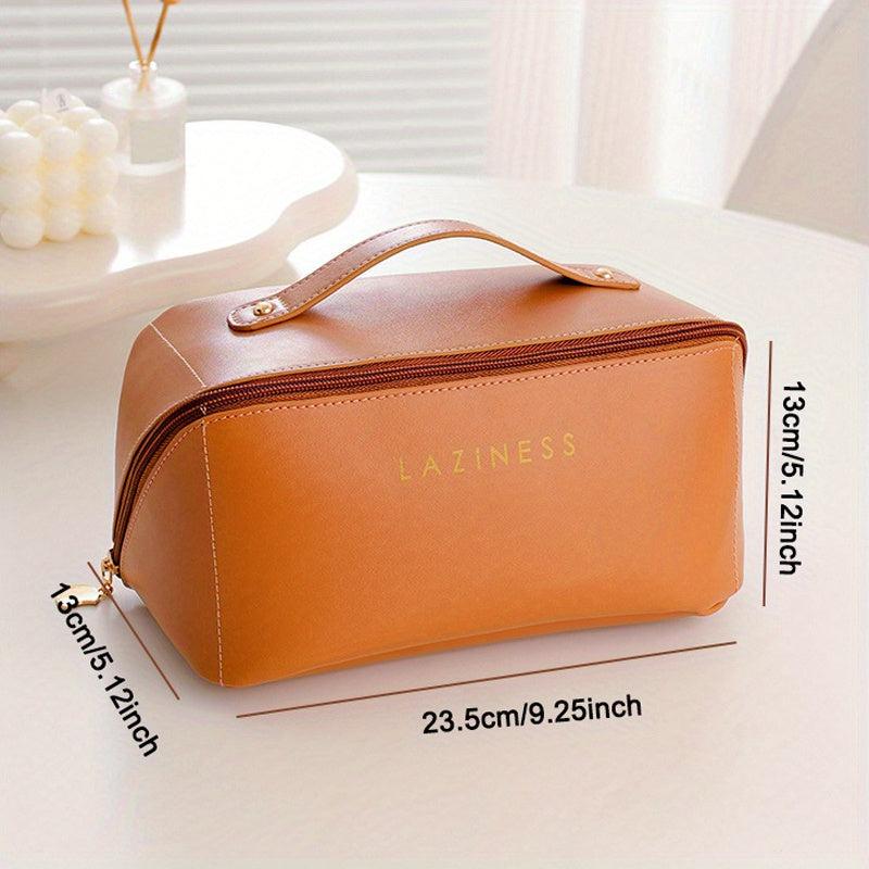 Waterproof PU Leather Cosmetic & Toiletry Bag Travel Makeup Bag Large Capacity