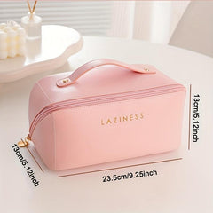 Waterproof PU Leather Cosmetic & Toiletry Bag Travel Makeup Bag Large Capacity