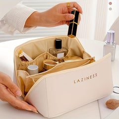 Waterproof PU Leather Cosmetic & Toiletry Bag Travel Makeup Bag Large Capacity