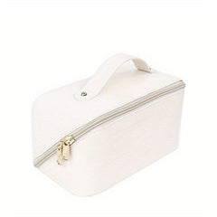 Large Capacity Travel Cosmetic Bag Open Flat Waterproof PU Leather Makeup Bag
