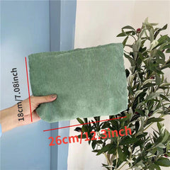 Corduroy Travel Cosmetic Bag Large Capacity Zipper Make Up Pouch