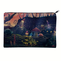 Colorful Mushroom Print Makeup Bag Organizer Travel Toiletry Pouch
