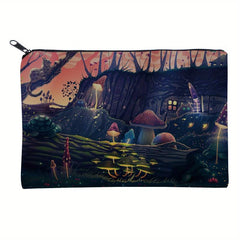 Colorful Mushroom Print Makeup Bag Organizer Travel Toiletry Pouch