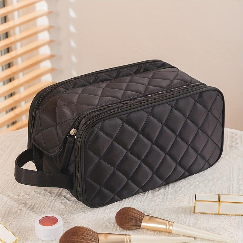 Quilted Rhombus Travel Makeup Bag Large Capacity Cosmetic Bag