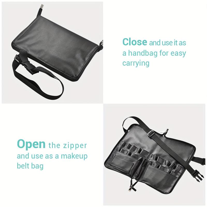 Makeup Brush Bag Waist Pack with Multiple Pockets