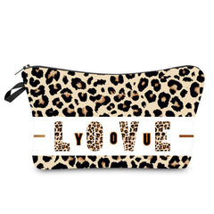 Roomy Leopard LOVE Makeup Bag for Travel and Storage