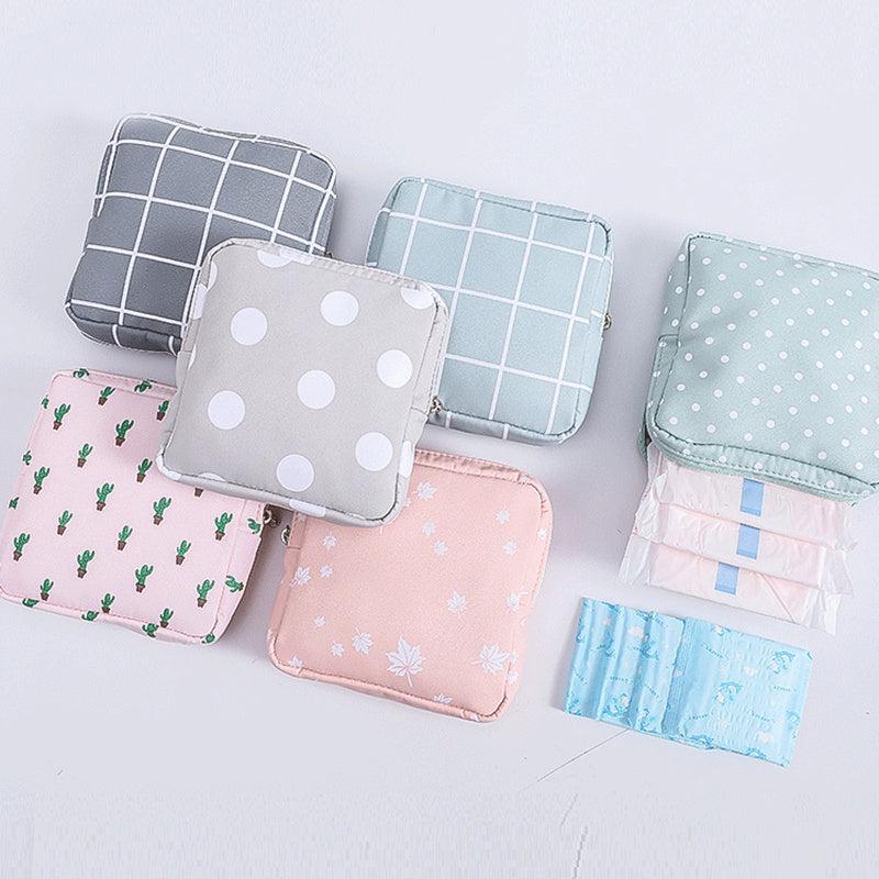 Travel Cosmetic Bag for Women - Organize Makeup Lipstick Sanitary Napkins