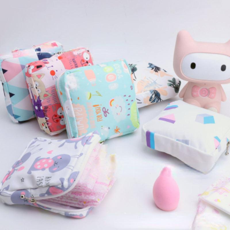 Travel Cosmetic Bag for Women - Organize Makeup Lipstick Sanitary Napkins