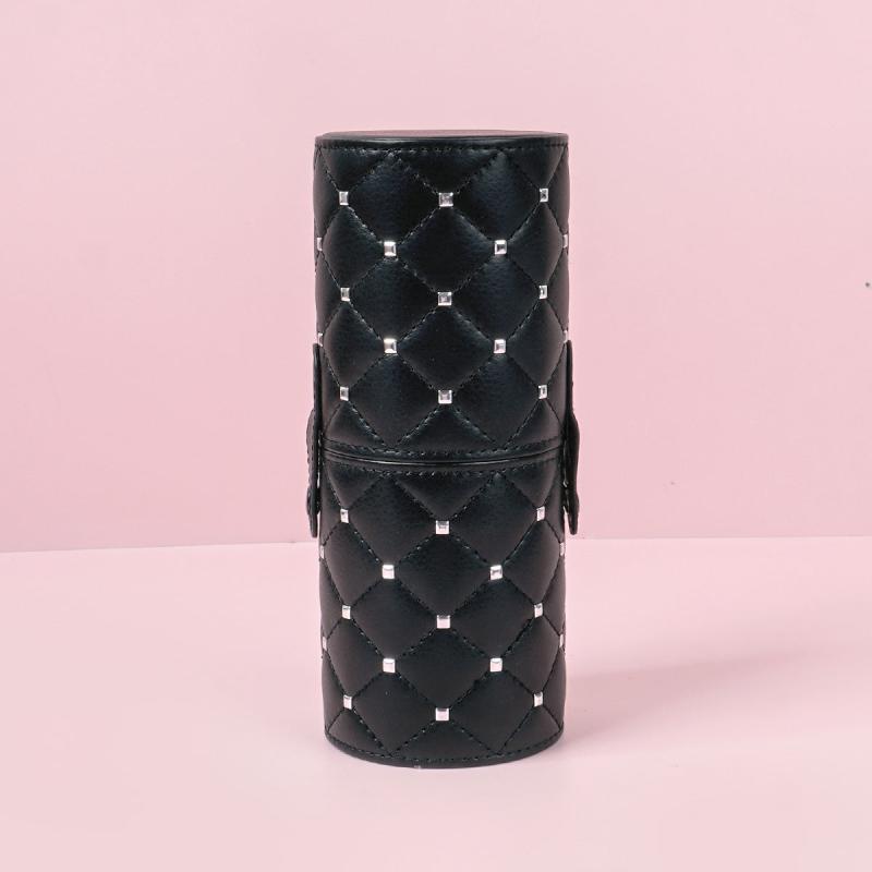 Rivets Studded Cosmetic Brush Travel Case Portable Makeup Brush Holder Cup