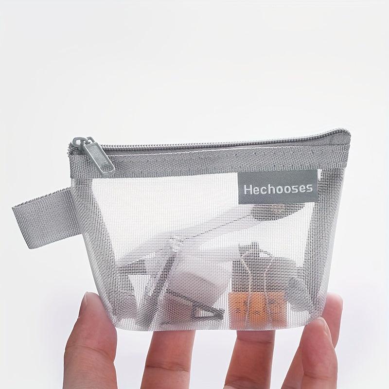 Portable Mesh Storage Bag Zipper Pouch Toiletry Bag Cosmetic Bag