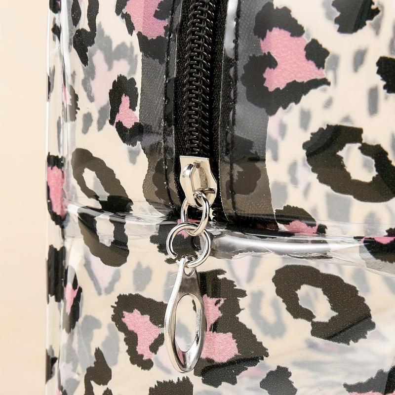 Leopard Heart Pattern Cosmetic Bag for Women