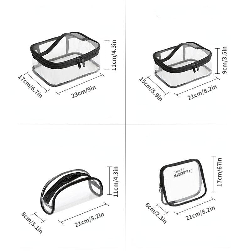 Clear Travel Toiletry Pouch with Zippers & Handle