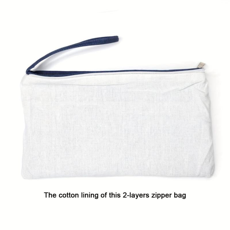 2pcs Cotton Canvas Zipper Cosmetic Bag Makeup Organizer 13x19cm