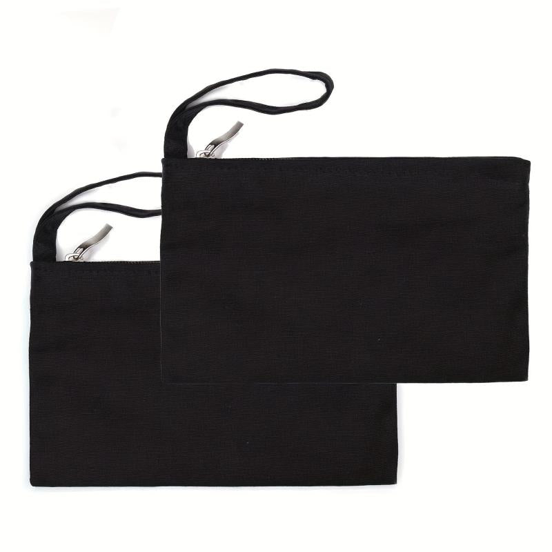 2pcs Cotton Canvas Zipper Cosmetic Bag Makeup Organizer 13x19cm