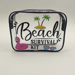 Clear Toiletry Bag Waterproof PVC Hello Summer Theme Beach Bag For Men And Women