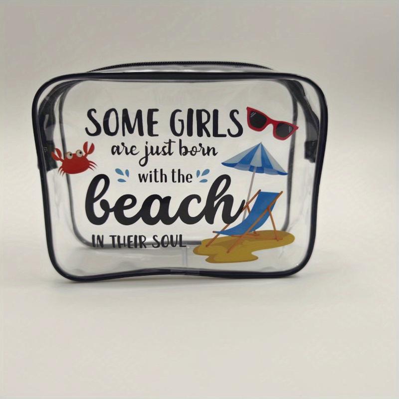 Clear Toiletry Bag Waterproof PVC Hello Summer Theme Beach Bag For Men And Women