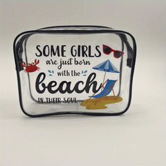 Clear Toiletry Bag Waterproof PVC Hello Summer Theme Beach Bag For Men And Women