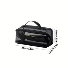 Large Capacity Mesh Makeup Bag With Handy Handle Clear Toiletry Bag