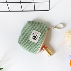 Waffle Lipstick Storage Bag Japanese Style Portable Wristlet Summer Flowers