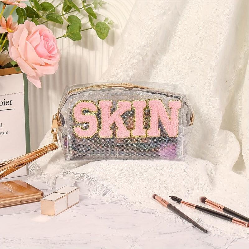 Preppy Patch Small Toiletry Bag PVC Waterproof Makeup Cosmetic Bag