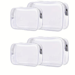 4pcs Clear Travel Toiletry Bags - Waterproof Makeup Organizers