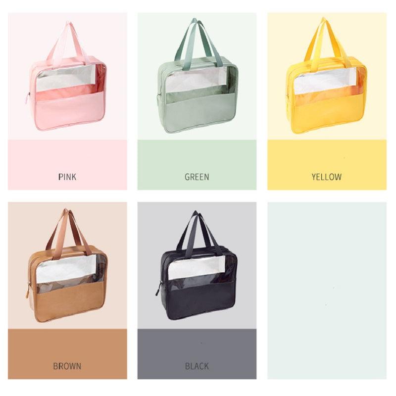 Clear Makeup Bag With Handle PVC Toiletry Organizer Carry Pouch