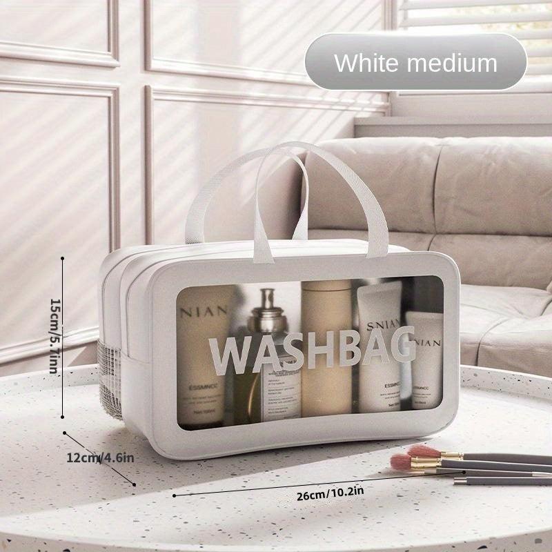 2 In 1 Large Clear Travel Toiletry Bag Makeup Cosmetics Skin Care Waterproof