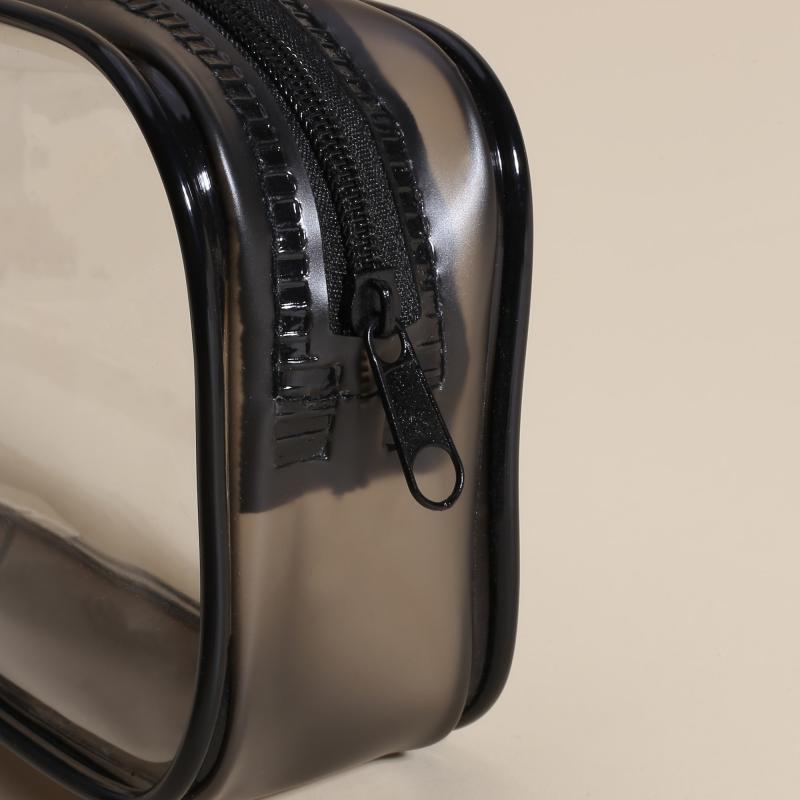 Clear PVC Makeup Pouch with Zipper for Brushes & Cosmetics