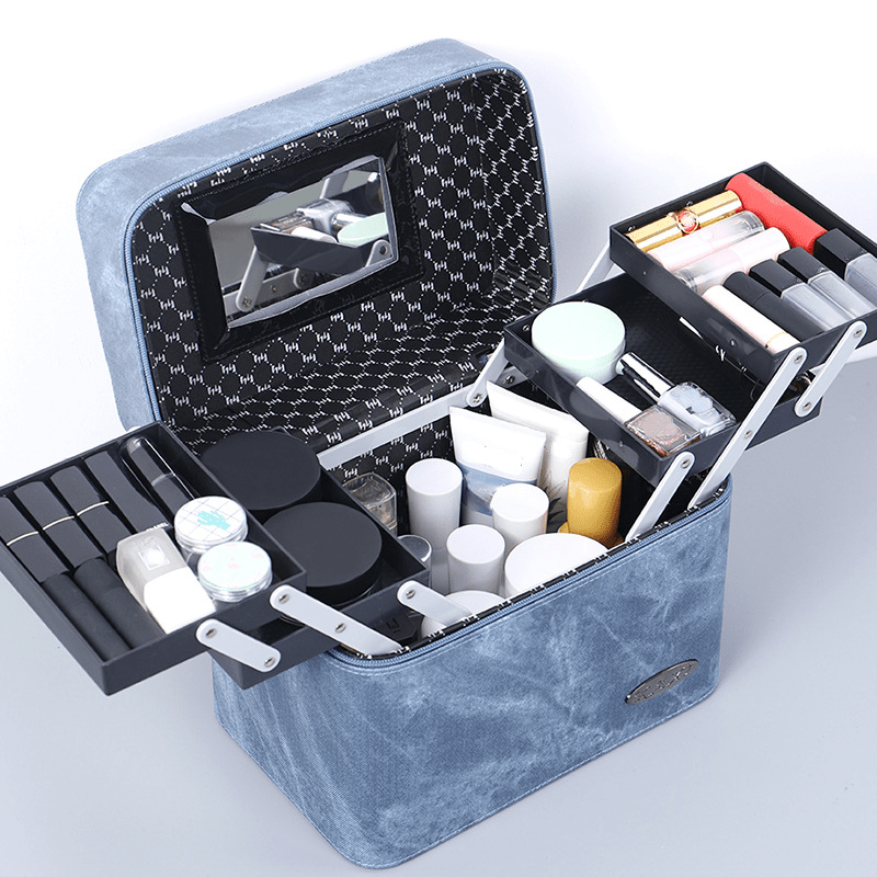 Women PU Travel Toiletry Bag Large Cosmetic Case Beauty Storage