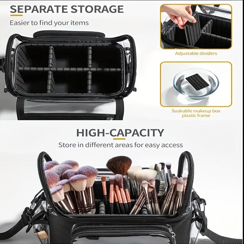 Clear Waterproof Makeup Brush Holder Bag with Dividers
