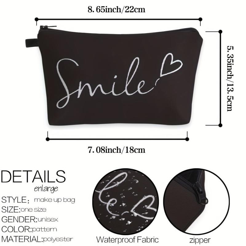 Smile & Heart Pattern Cosmetic Bag Water Resistant Toiletry Bag