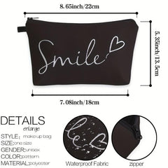 Smile & Heart Pattern Cosmetic Bag Water Resistant Toiletry Bag