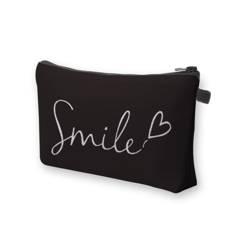 Smile & Heart Pattern Cosmetic Bag Water Resistant Toiletry Bag
