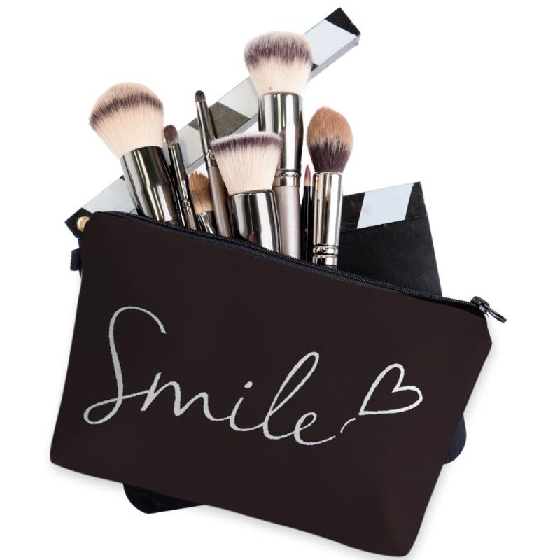 Smile & Heart Pattern Cosmetic Bag Water Resistant Toiletry Bag