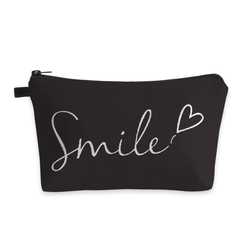 Smile & Heart Pattern Cosmetic Bag Water Resistant Toiletry Bag