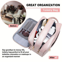 Women's Water Resistant Makeup Bag - PU Leather Cosmetic Bag