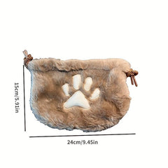 Plush Paw Makeup Bag Drawstring Travel Cosmetic Case Pouch