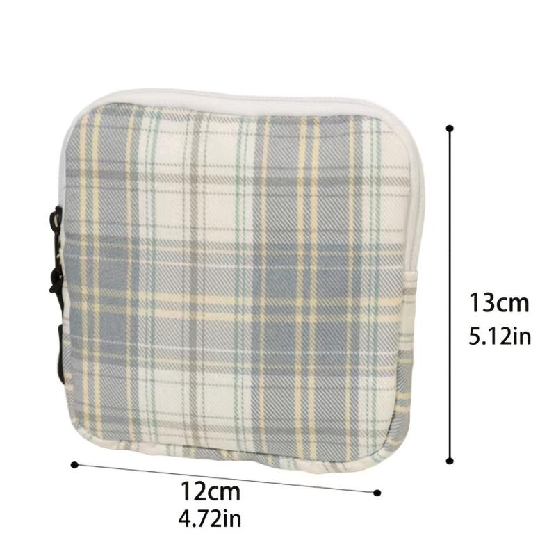 Plaid Pattern Sanitary Napkin Storage Bag for Girls and Women