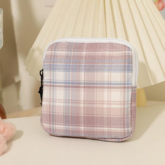 Plaid Pattern Sanitary Napkin Storage Bag for Girls and Women