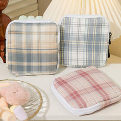 Plaid Pattern Sanitary Napkin Storage Bag for Girls and Women