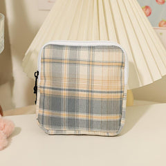 Plaid Pattern Sanitary Napkin Storage Bag for Girls and Women