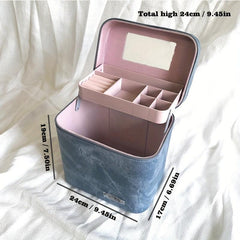 Large Travel Makeup Organizer Bag with Jewelry and Toiletry Compartments