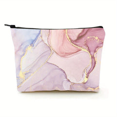 Pink Marble Pattern Makeup Bag For Women Roomy Makeup Travel Bag