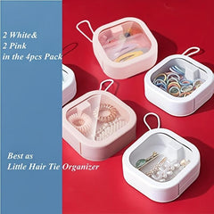 Portable Travel Qtip Holder Hair Accessory Box Pink