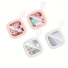 Portable Travel Qtip Holder Hair Accessory Box Pink