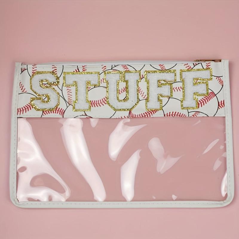 Clear Zipper Pouches Waterproof Toiletry Bag Baseball Softball Cosmetic Bag