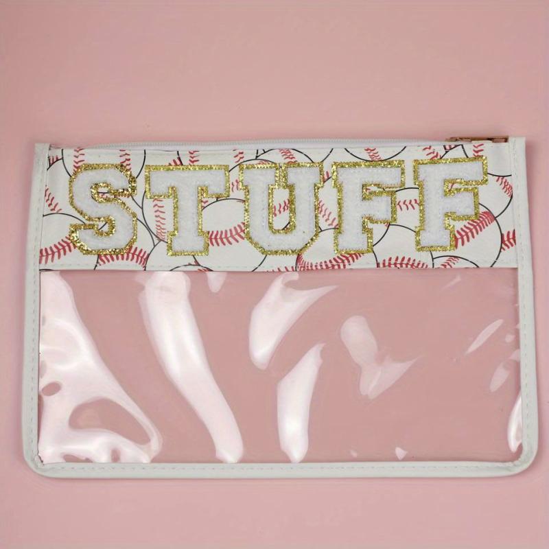 Clear Zipper Pouches Waterproof Toiletry Bag Baseball Softball Cosmetic Bag