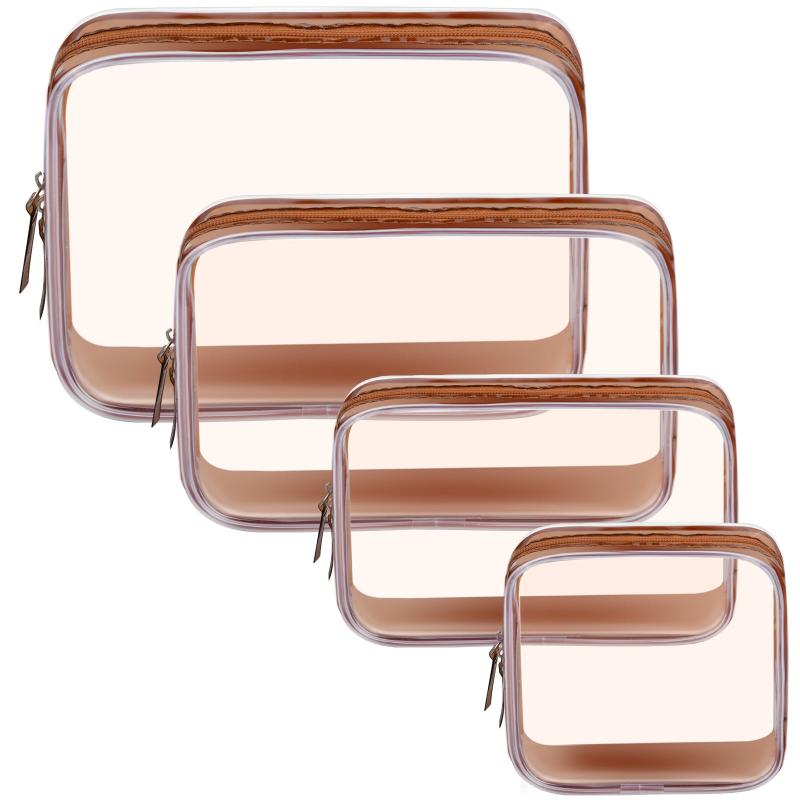4Pcs Travel Makeup Bag PVC Transparent Cosmetic Cases Waterproof Storage
