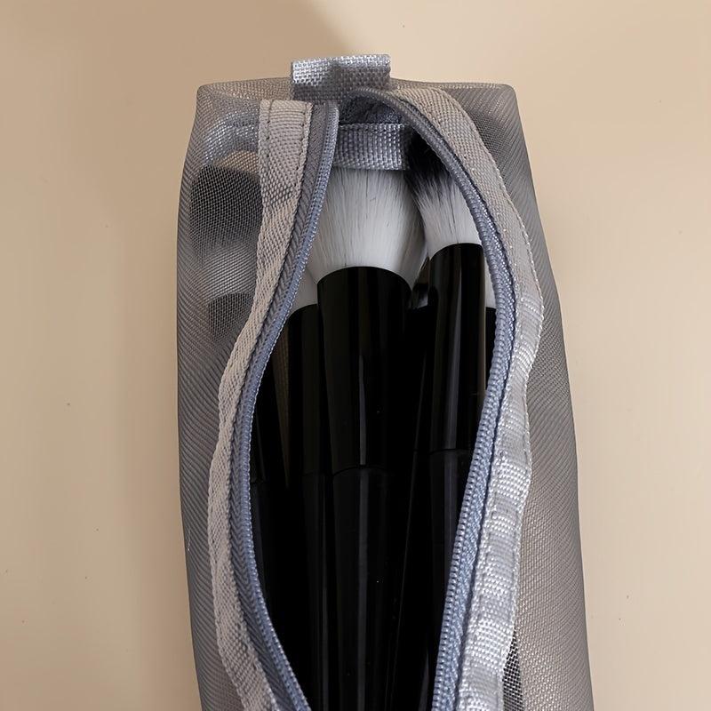 Mesh Square Makeup Bag Storage Bag Transparent Mesh Pen Pouch Gray
