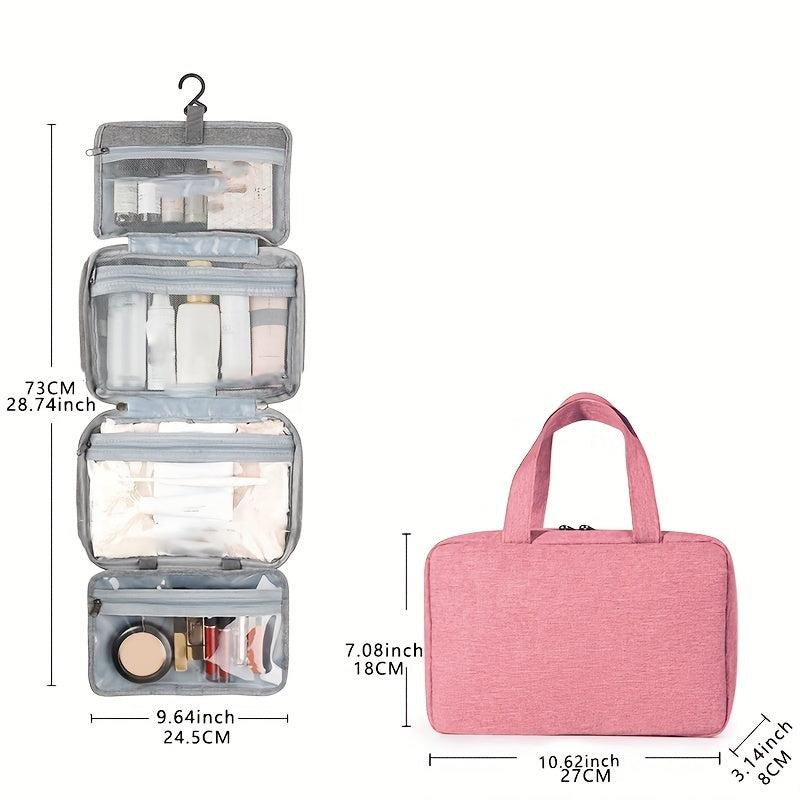 Travel Toiletry Bag with Hook Portable Cosmetic Holder Wet Dry Separation
